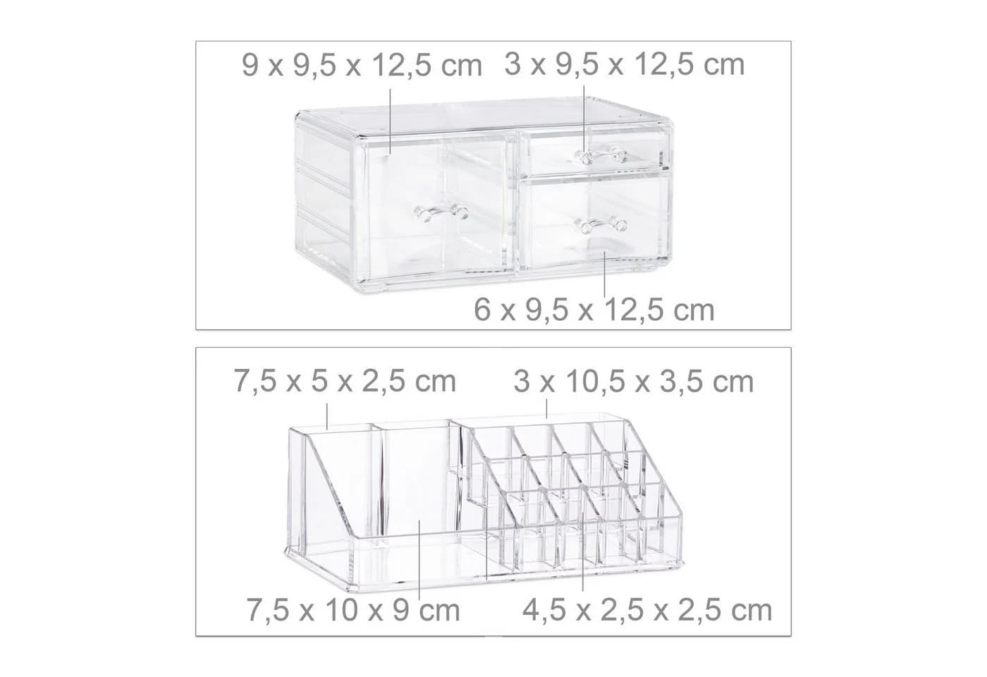 relaxdays Kosmetikorganizer mit 3 Schubladen transparent - Bild 5