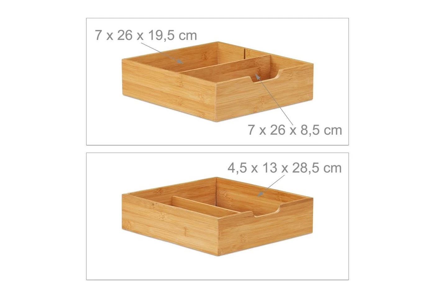 relaxdays Schubladenbox Bambus 2-Fach Organizer Braun - Bild 5