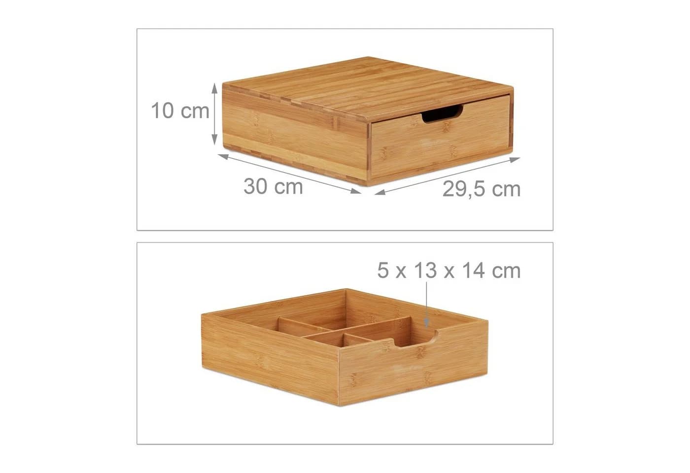 relaxdays Schubladenbox Bambus Natur 1 Einschub - Bild 4