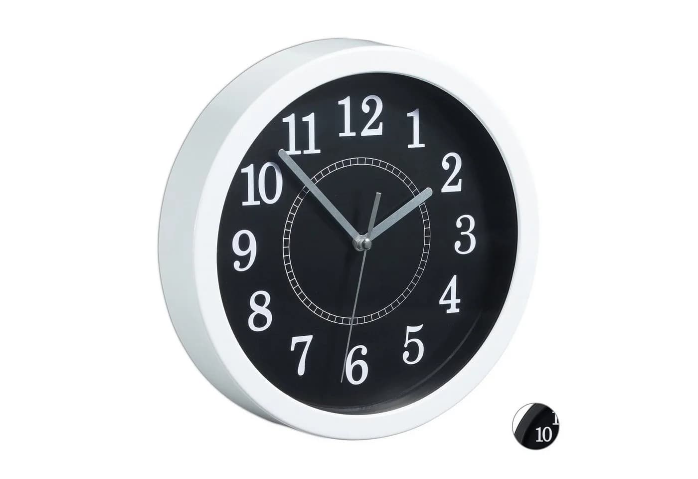 relaxdays Wanduhr rund 20cm Weiß Schwarz Grau - Bild 2