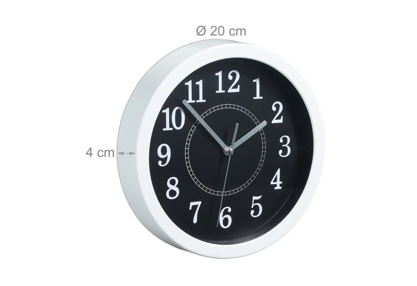 relaxdays Wanduhr rund 20cm Weiß Schwarz Grau - Bild 4