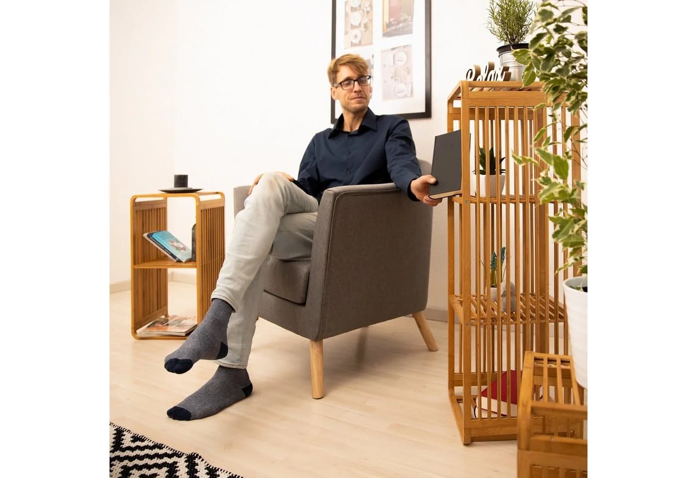 relaxdays Badregal Bambus 4 Ablagen Braun - Bild 3