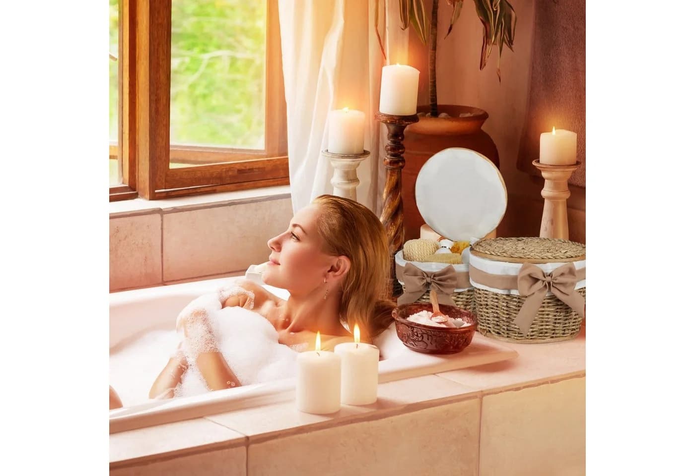 relaxdays Badorganizer Badkörbchen 2er Set, Natur - Bild 5