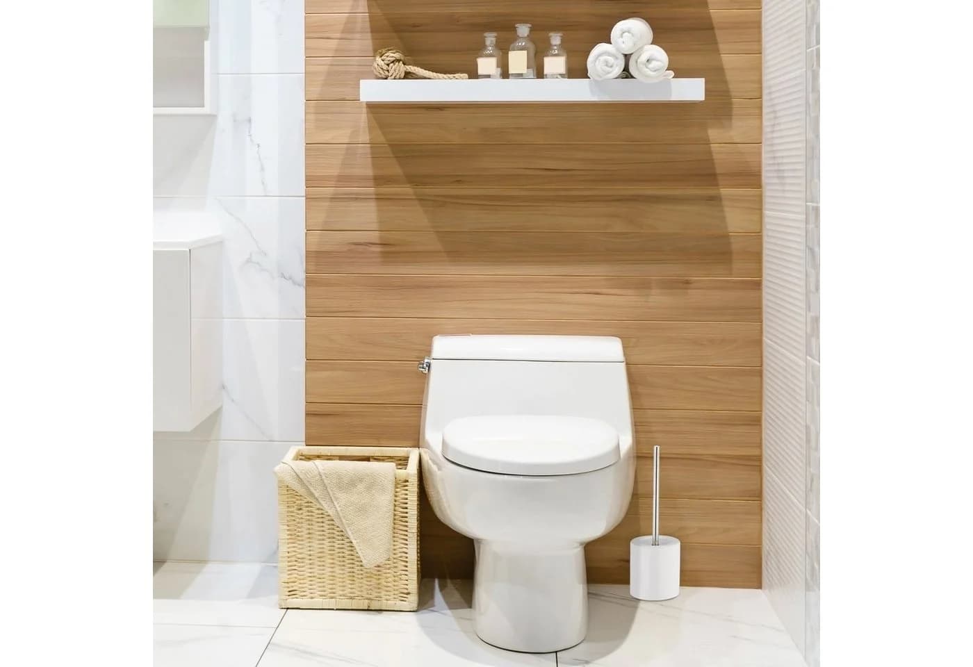 WC Garnitur aus Keramik, Kunststoff und Metall in Schwarz - Bild 5