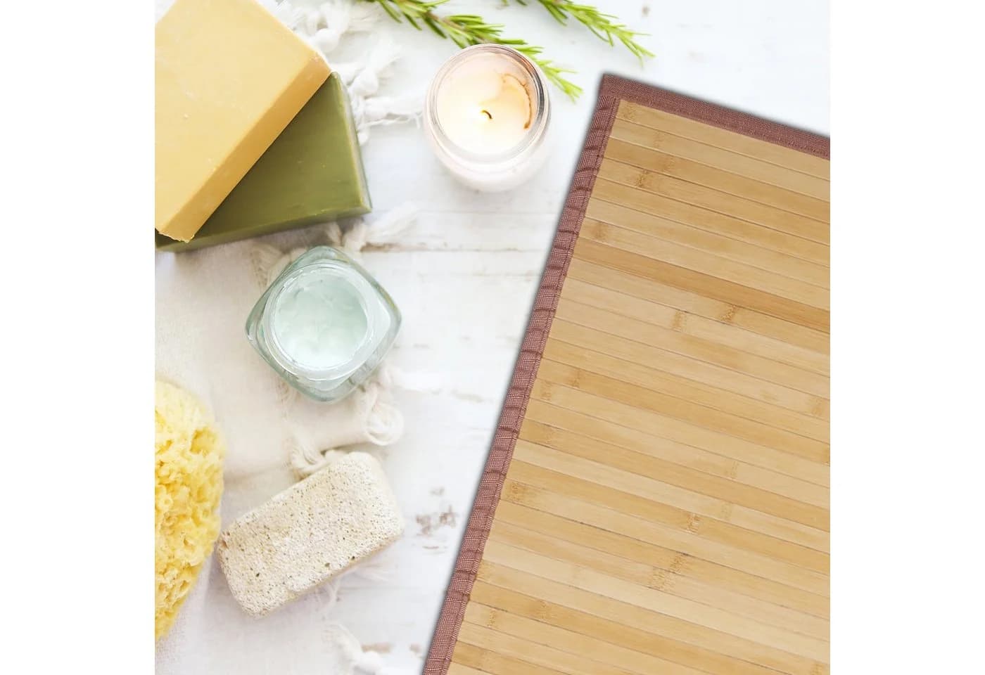 relaxdays Bambus-Badematte Natur mit rutschhemmender Unterseite - Bild 3