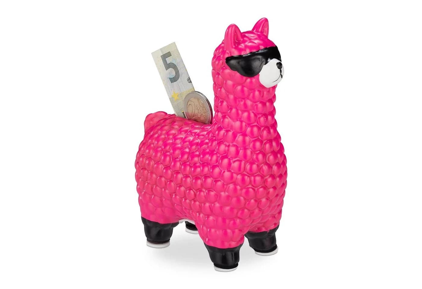 relaxdays Spardose Lama mit Sonnenbrille, Pink - Bild 2