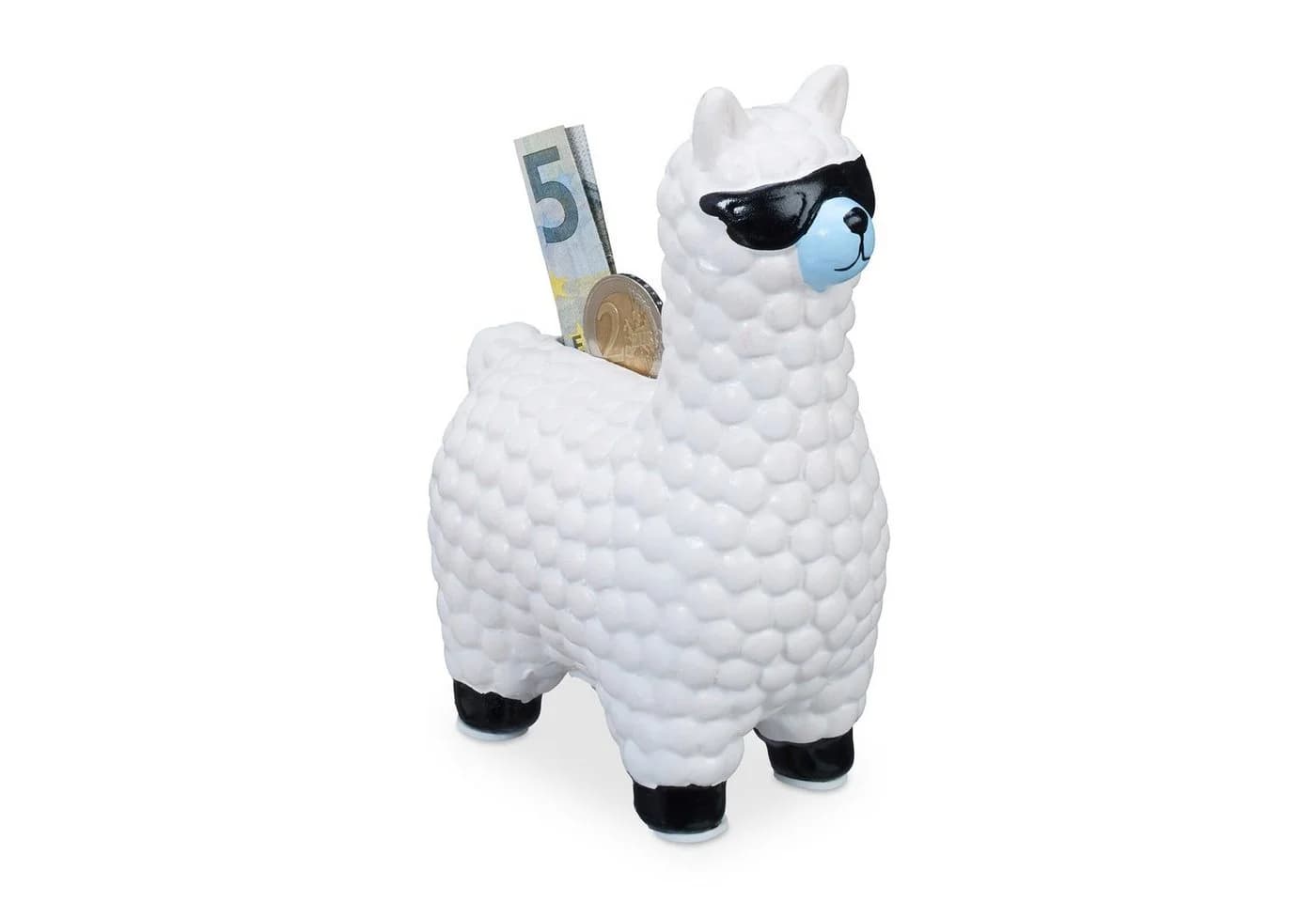 relaxdays Spardose Lama mit Sonnenbrille Weiß Keramik - Bild 2
