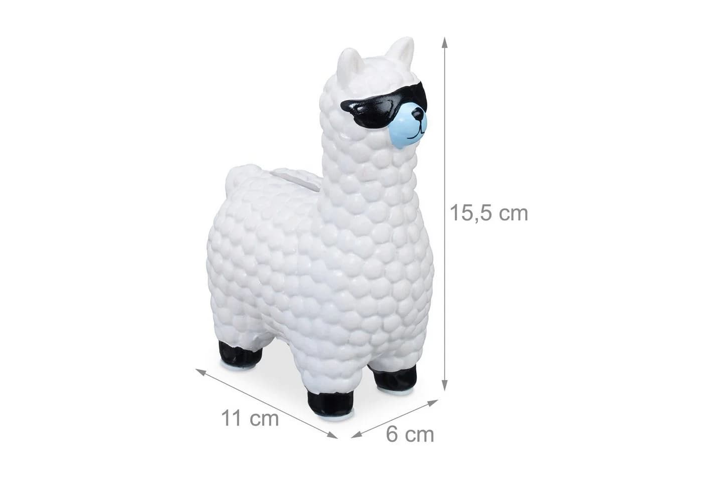 relaxdays Spardose Lama mit Sonnenbrille Weiß Keramik - Bild 4