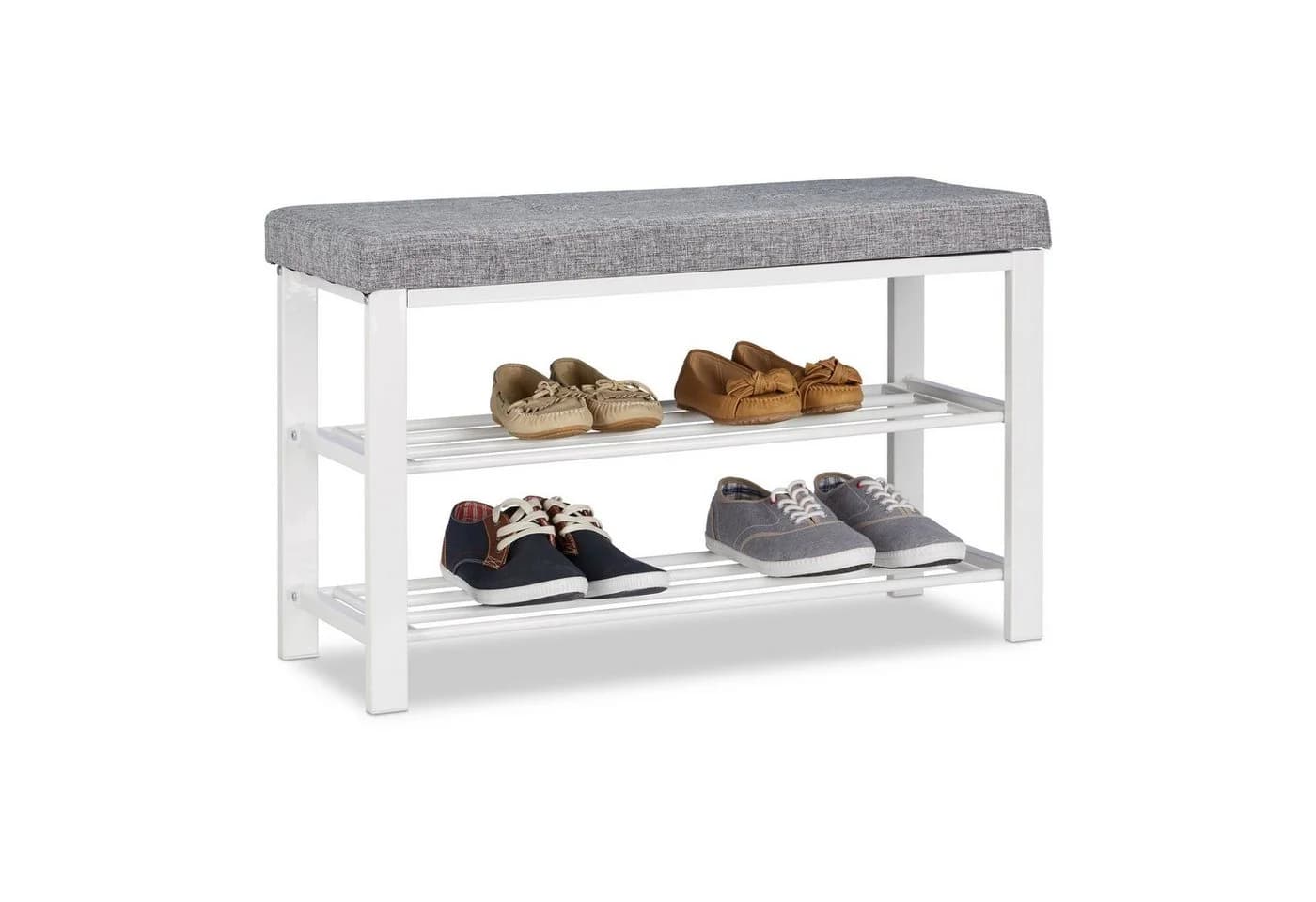 relaxdays Schuhbank mit Polster grau - 2 Ebenen - Bild 2