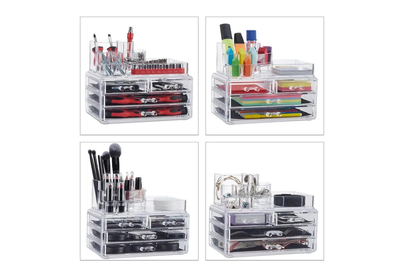 relaxdays Make-Up Organizer mit 4 Schubladen, transparent - Bild 3