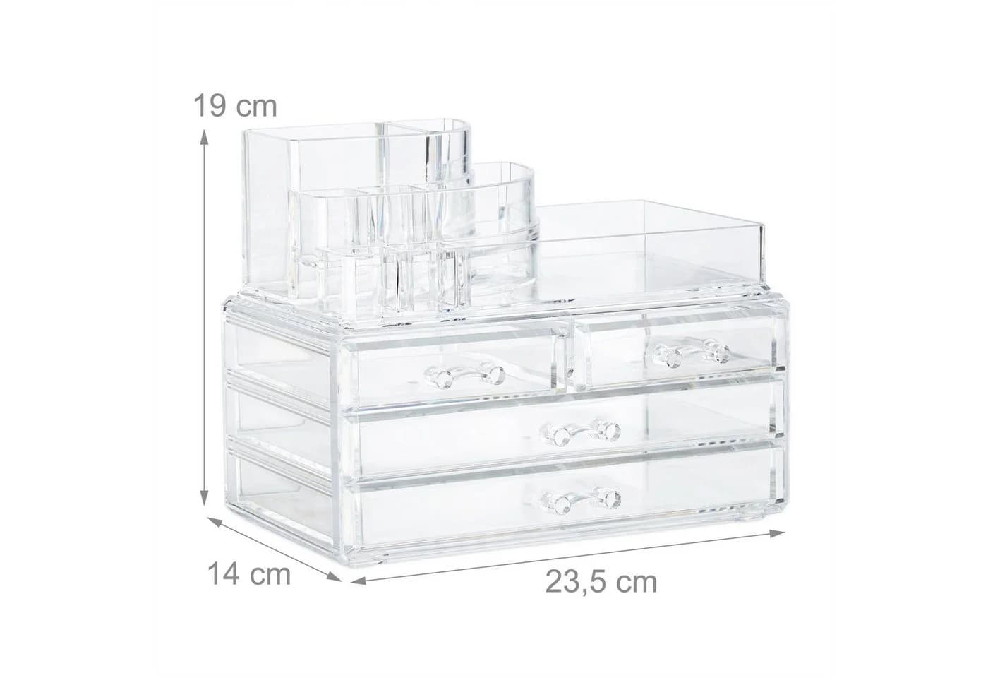 relaxdays Make-Up Organizer mit 4 Schubladen, transparent - Bild 4