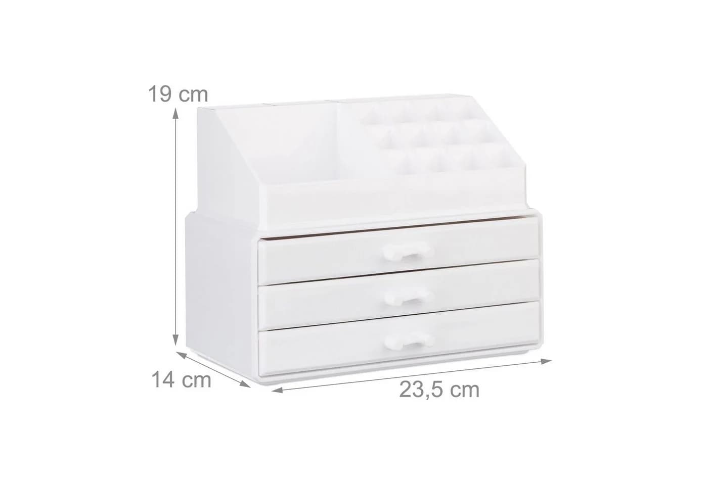 relaxdays Make-Up Organizer mit 3 Schubladen, weiß - Bild 4