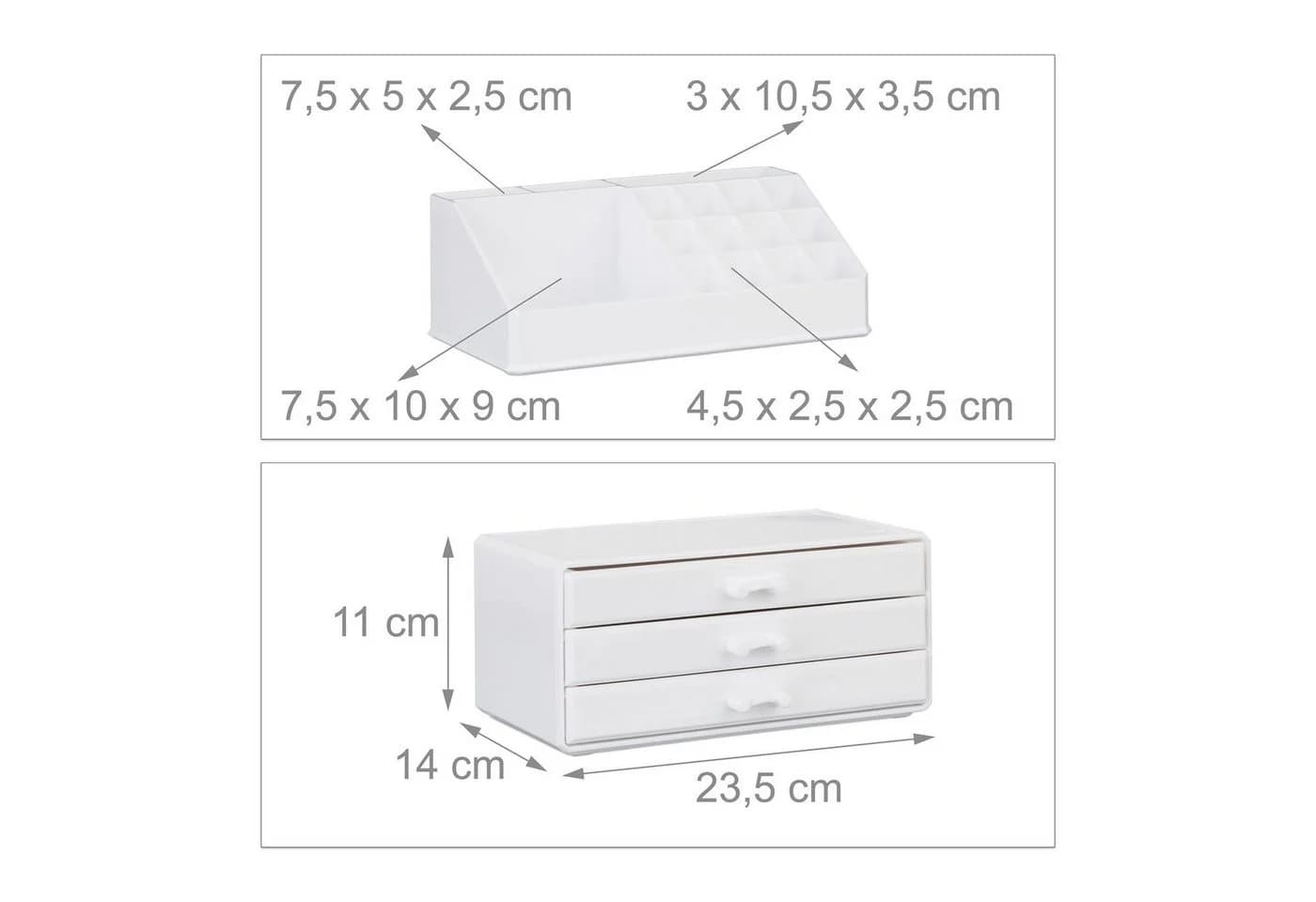 relaxdays Make-Up Organizer mit 3 Schubladen, weiß - Bild 5