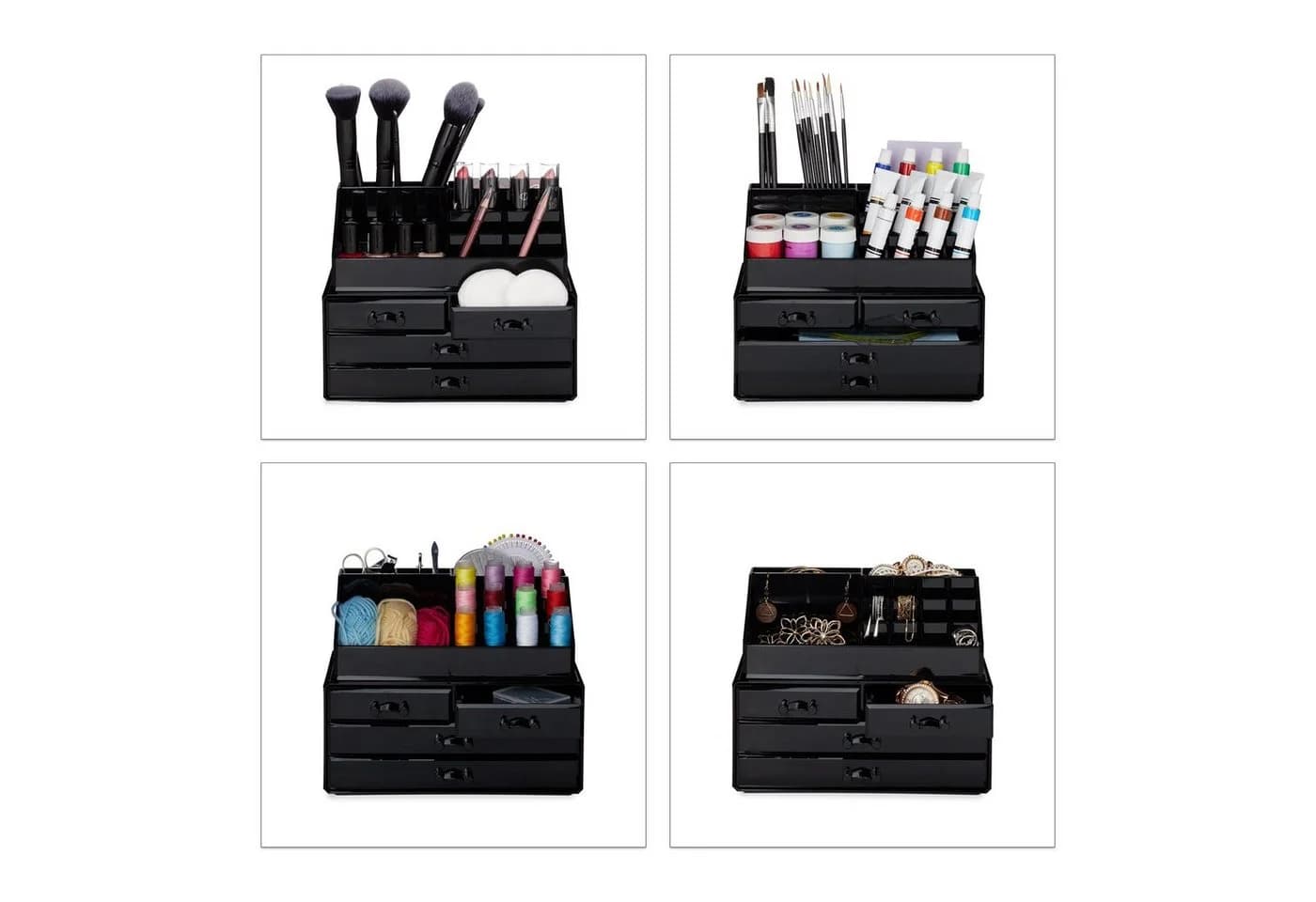 relaxdays Make-Up Organizer mit 4 Schubladen transparent - Bild 3