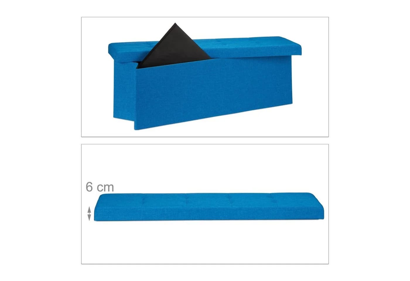 relaxdays Faltbare Sitzbank Leinen Blau mit Stauraum - Bild 3