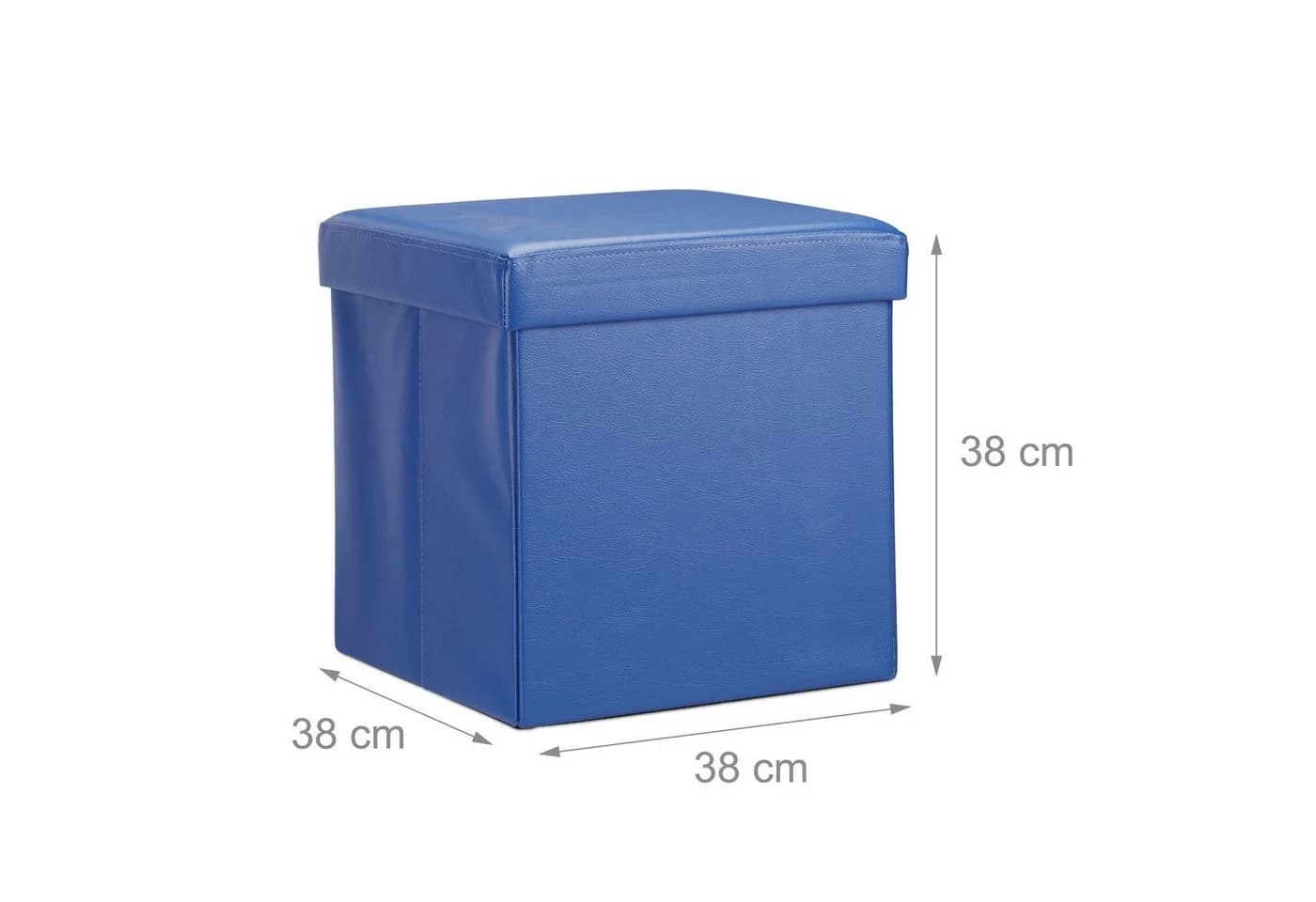 relaxdays Faltbarer Sitzhocker Kunstleder Blau mit Stauraum