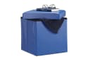 relaxdays Faltbarer Sitzhocker Kunstleder Blau mit Stauraum Bild 2