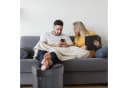 relaxdays Eckiger Sitzhocker mit Stauraum Weiß Kunstleder Bild 3