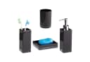 relaxdays Badezimmer-Set 4-teilig Schwarz Transparent Silber Bild 2