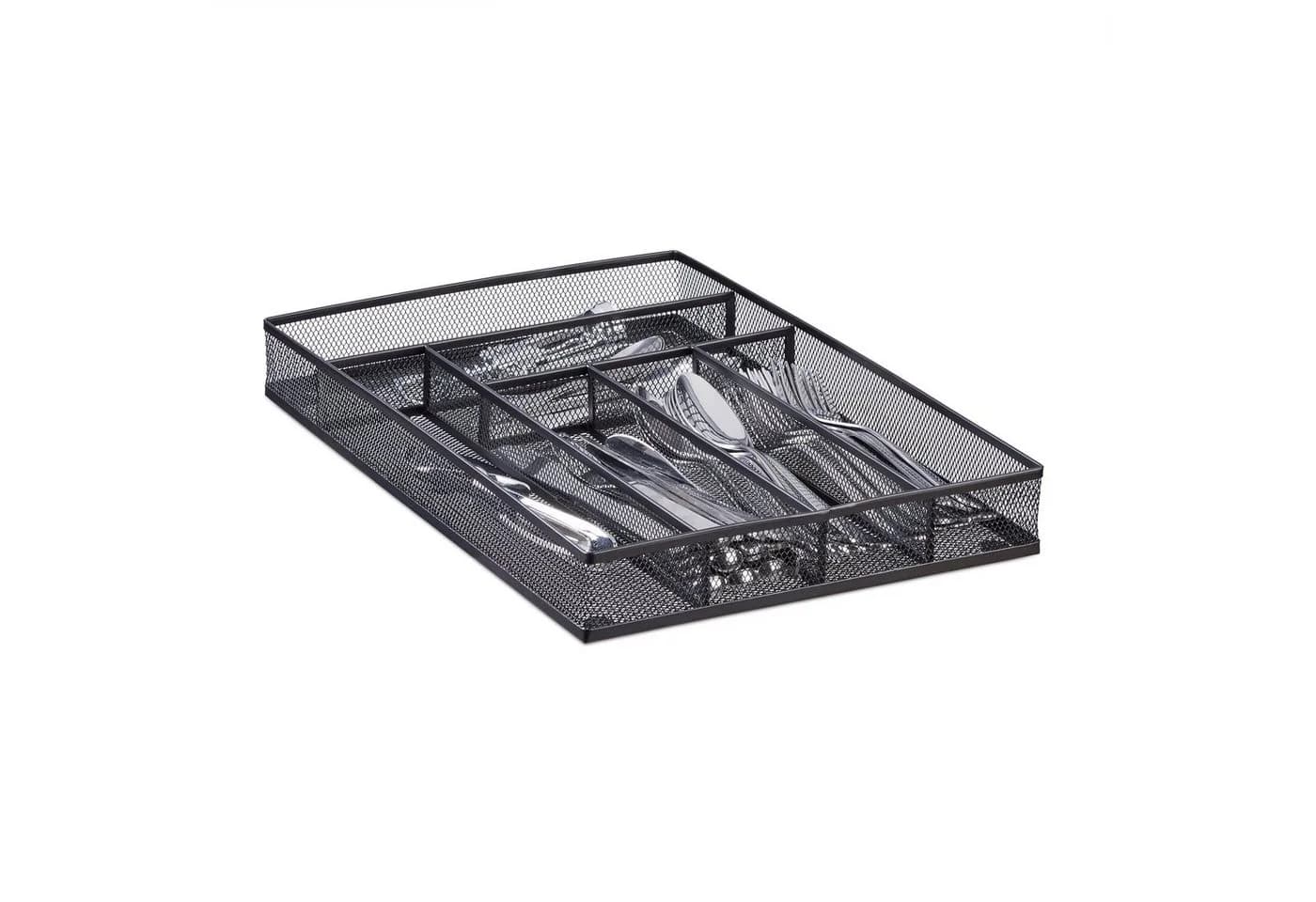 relaxdays Besteckkasten Metallgeflecht L Schwarz - Bild 2