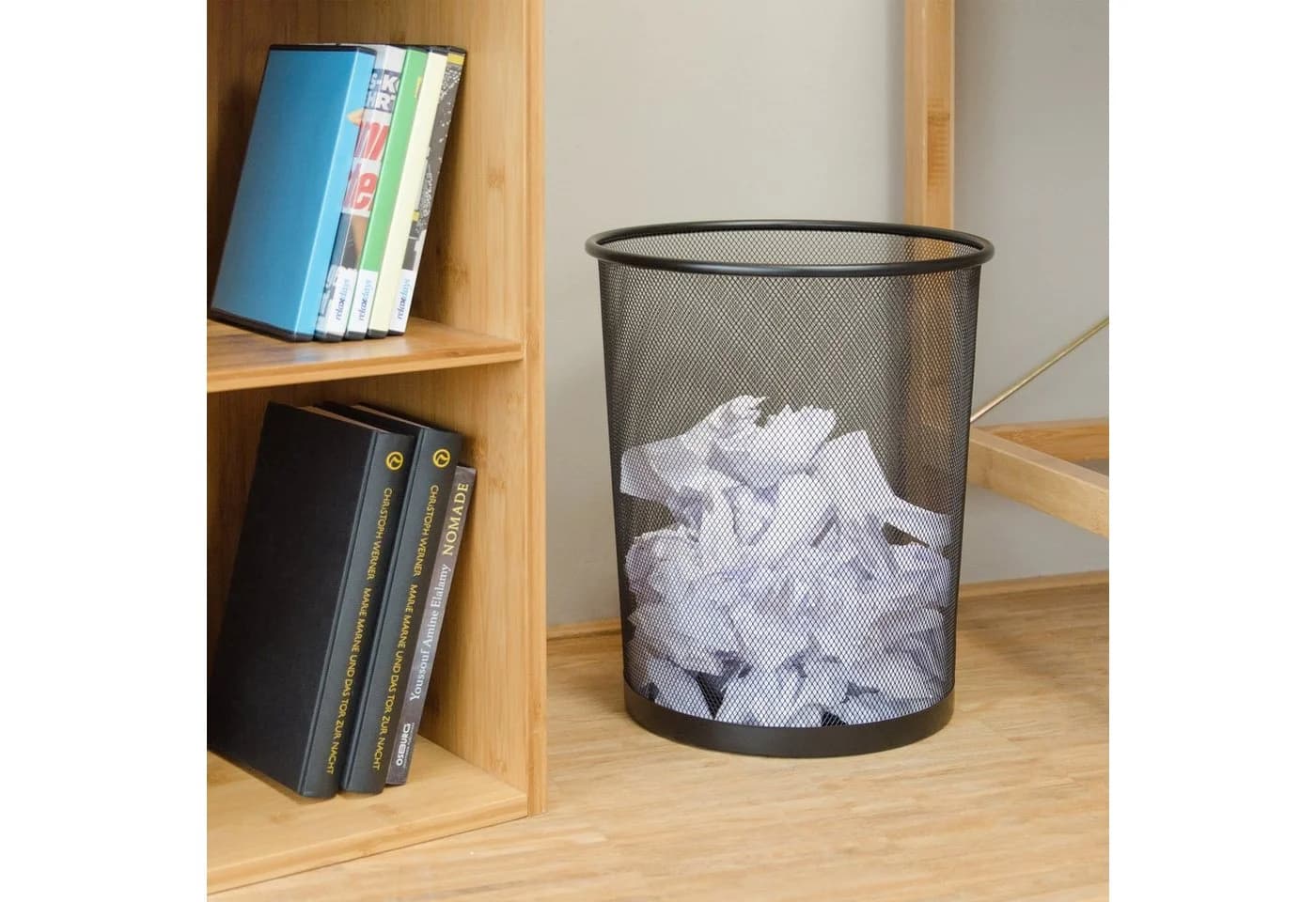 relaxdays Papierkorb Drahtgeflecht Schwarz Metall