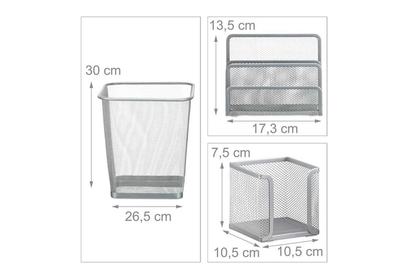 relaxdays Schreibtisch Organizer Set 6-teilig silber - Bild 4