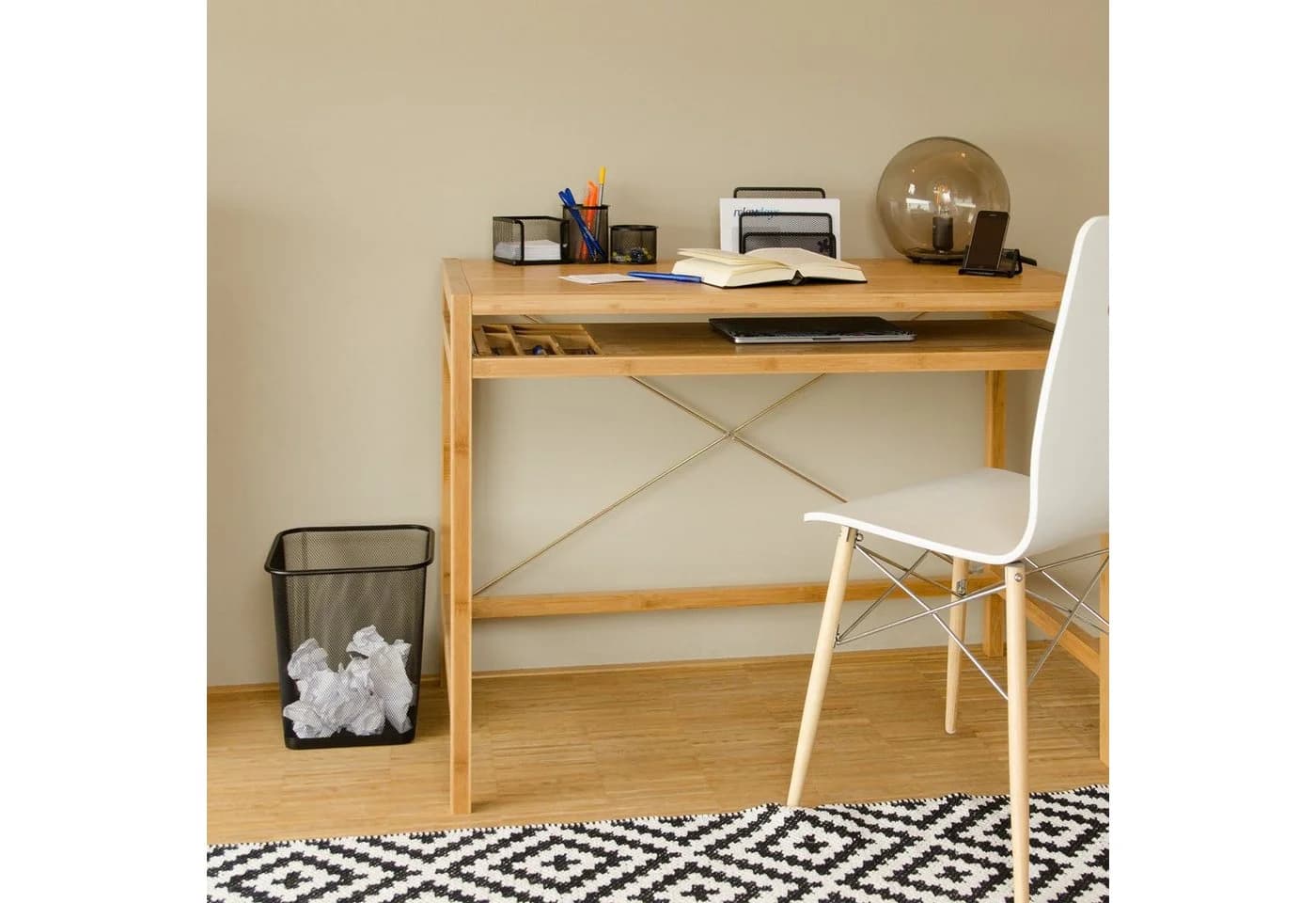 relaxdays Schreibtischaufsatz Schreibtisch Organizer Set 6-teilig Schwarz