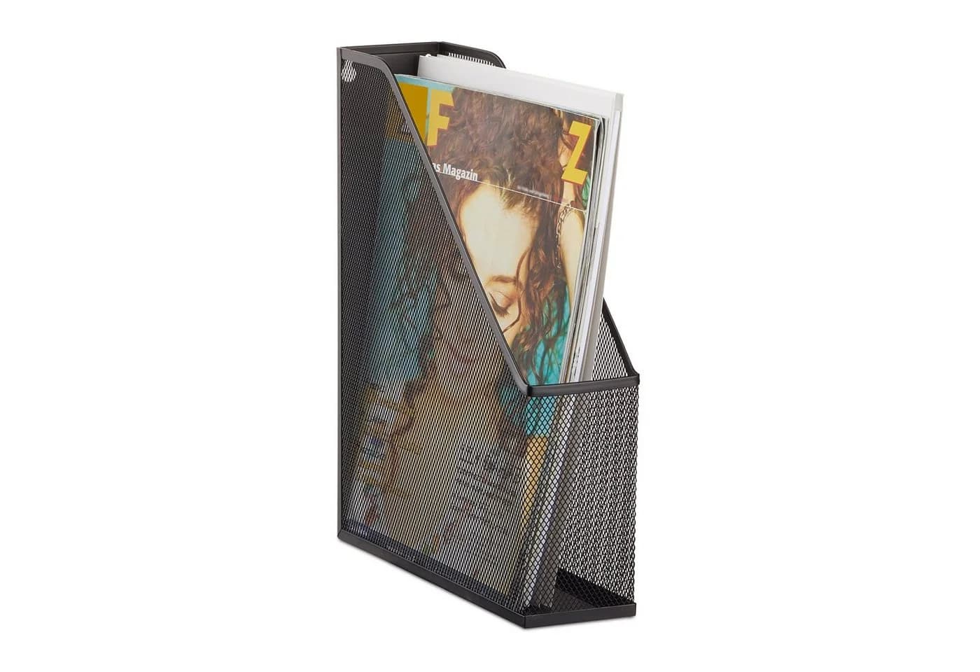 relaxdays Stehsammler Metallgeflecht Schwarz Organizer A4 - Bild 2
