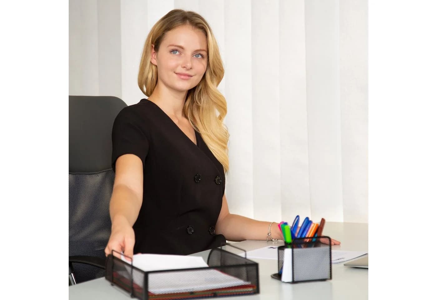 relaxdays Briefablage stapelbar schwarz Metall Mesh-Design
