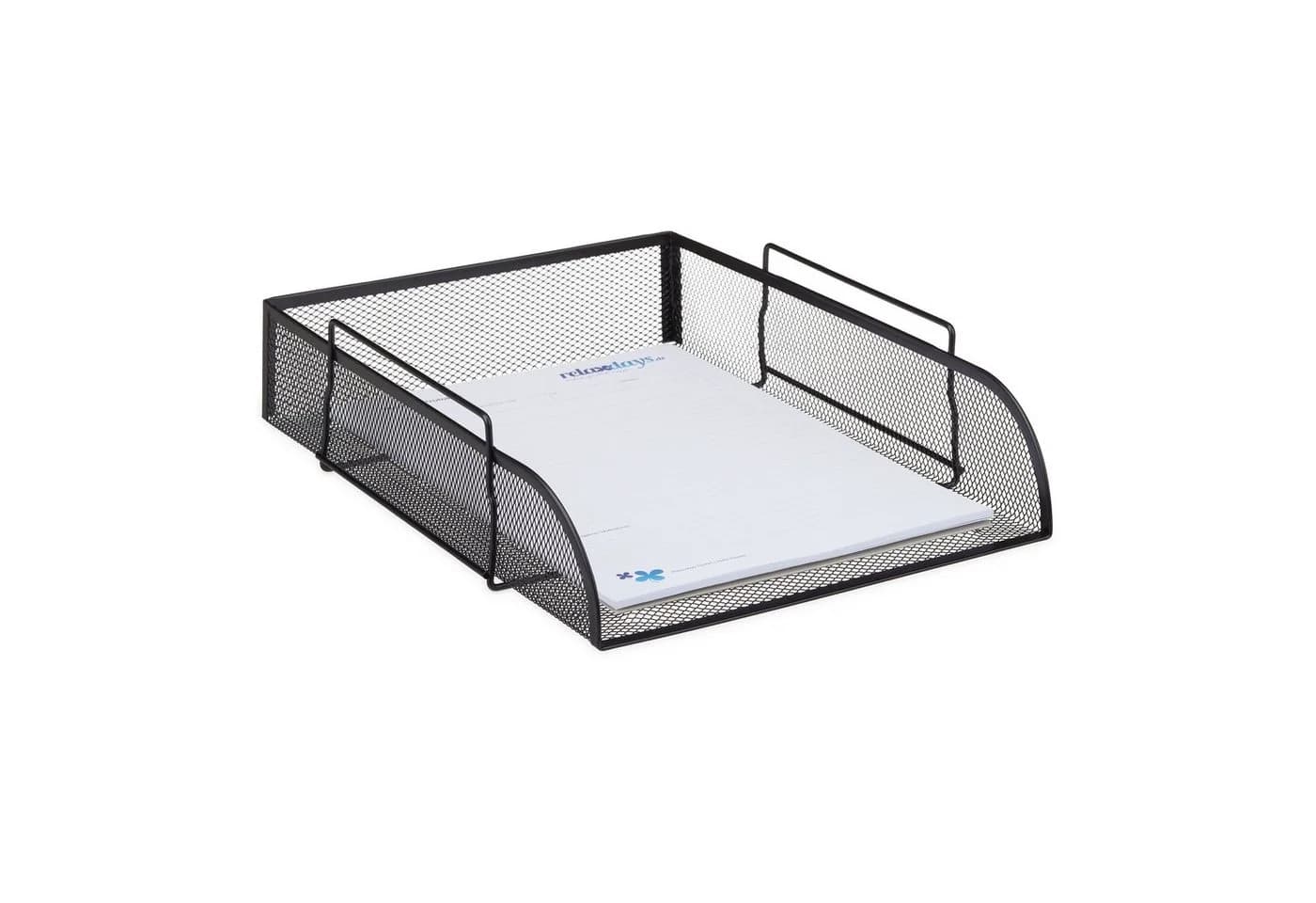 relaxdays Briefablage stapelbar schwarz Metall Mesh-Design - Bild 2