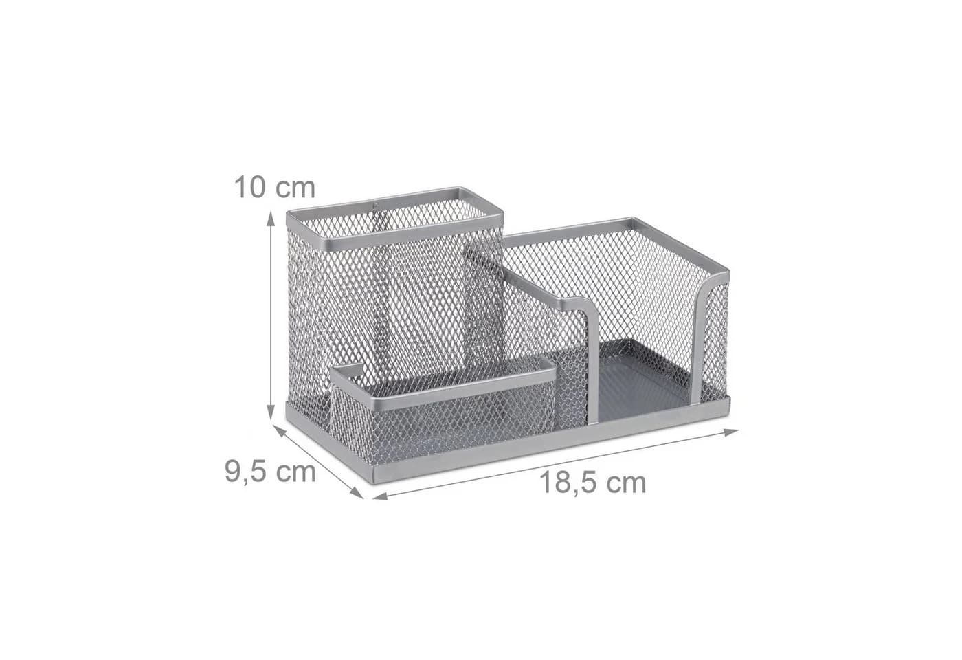 relaxdays Schreibtischorganizer Stiftehalter mit Zettelhalter Silber - Bild 3
