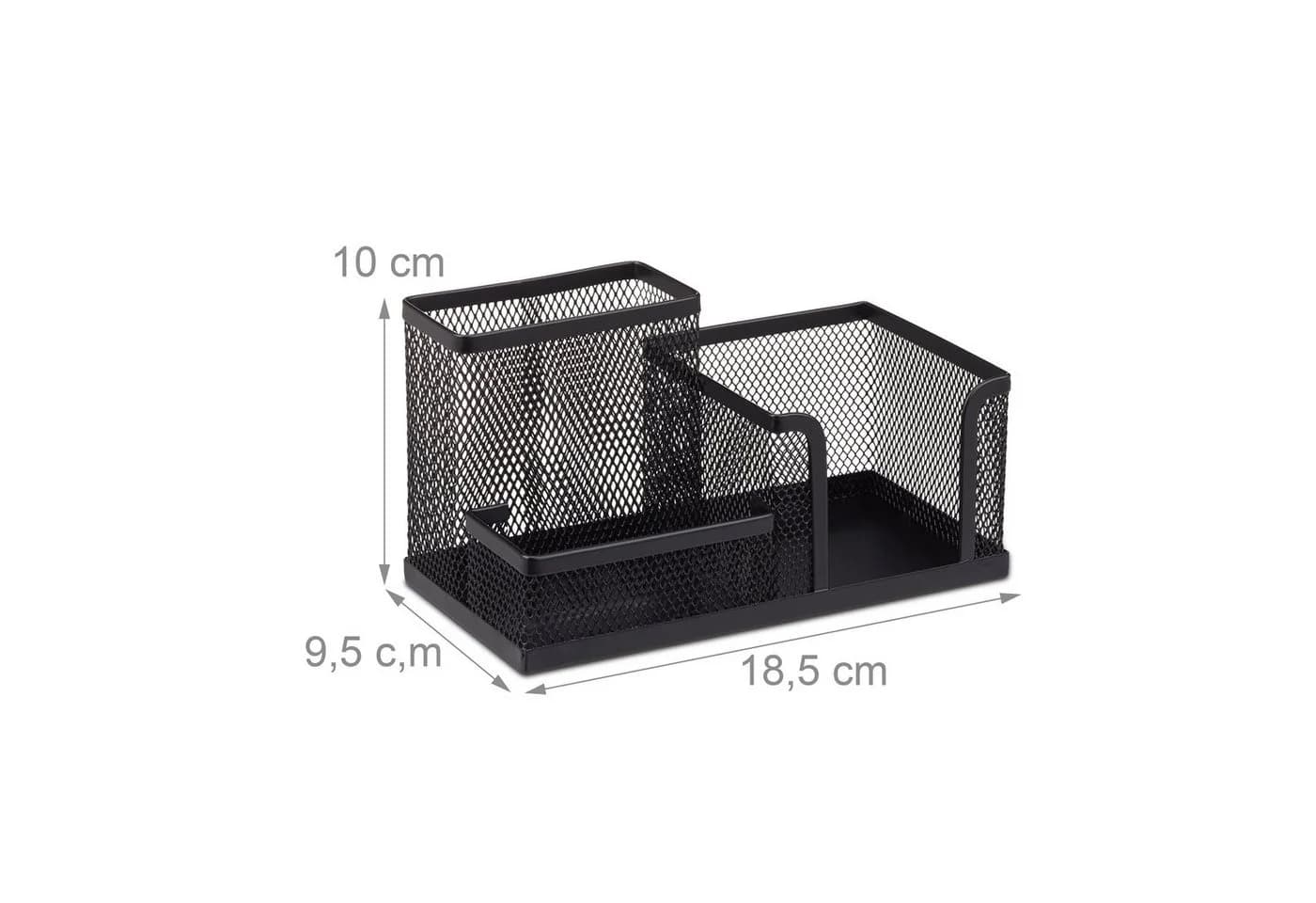 relaxdays Aufbewahrungskorb Schreibtischköcher 3 Fächer Mesh-Optik Schwarz - Bild 3
