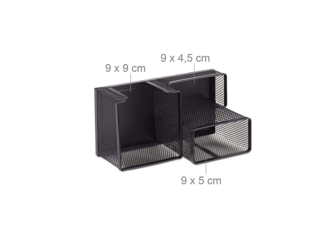 relaxdays Aufbewahrungskorb Schreibtischköcher 3 Fächer Mesh-Optik Schwarz - Bild 4