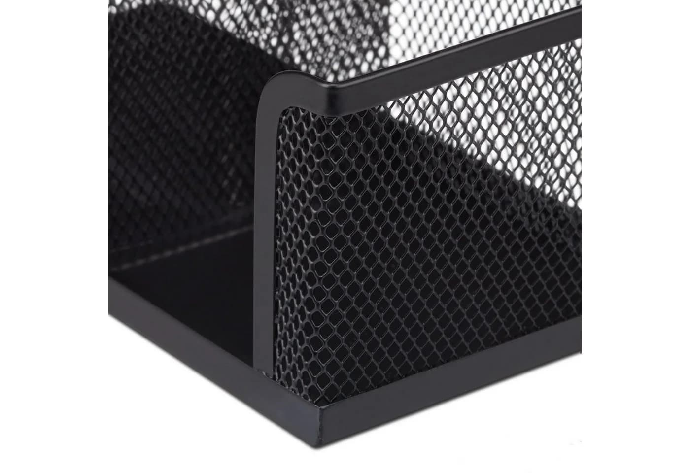 relaxdays Aufbewahrungskorb Schreibtischköcher 3 Fächer Mesh-Optik Schwarz - Bild 5