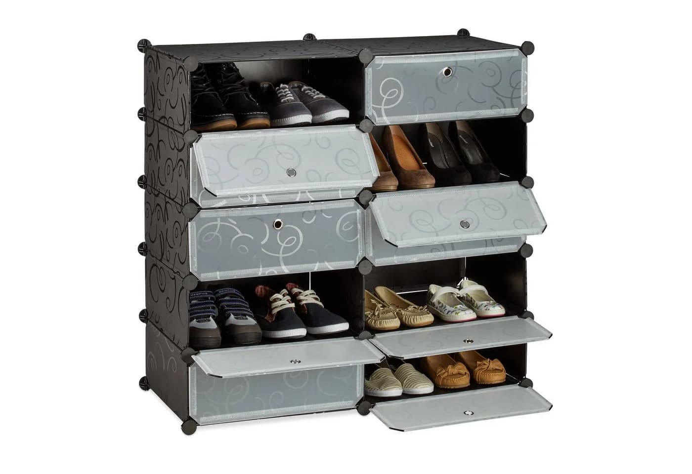relaxdays Schuhschrank mit 10 Fächern Schwarz Transparent - Bild 2