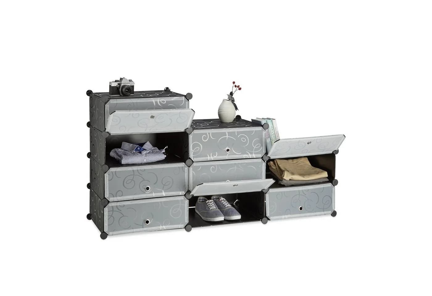 relaxdays Schuhschrank mit 10 Fächern Schwarz Transparent - Bild 3