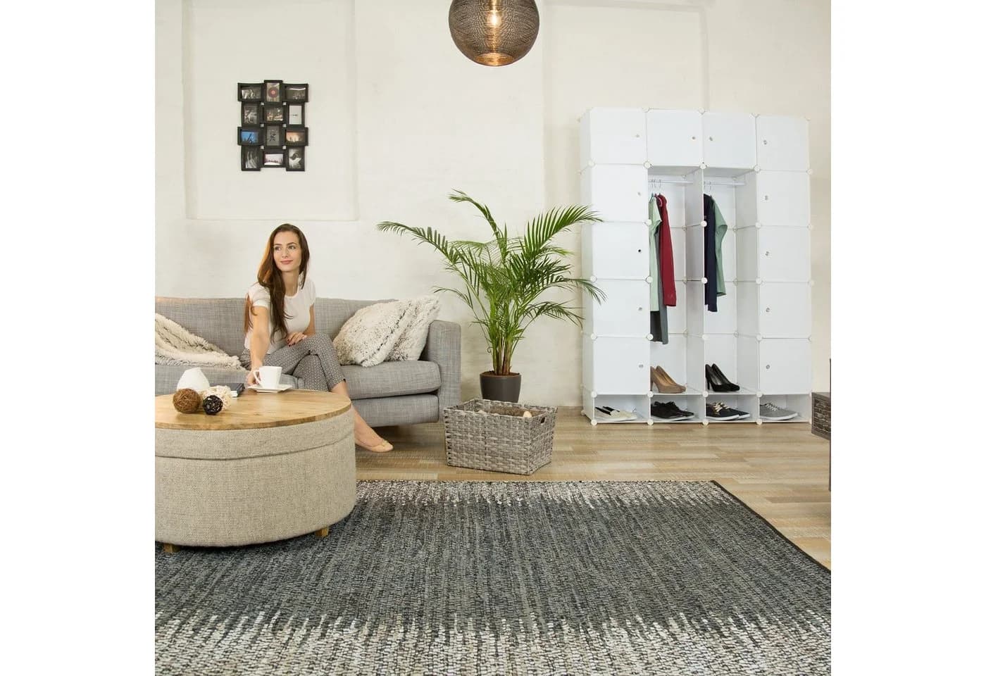 relaxdays Kleiderschrank Stecksystem 18 Fächer Weiß