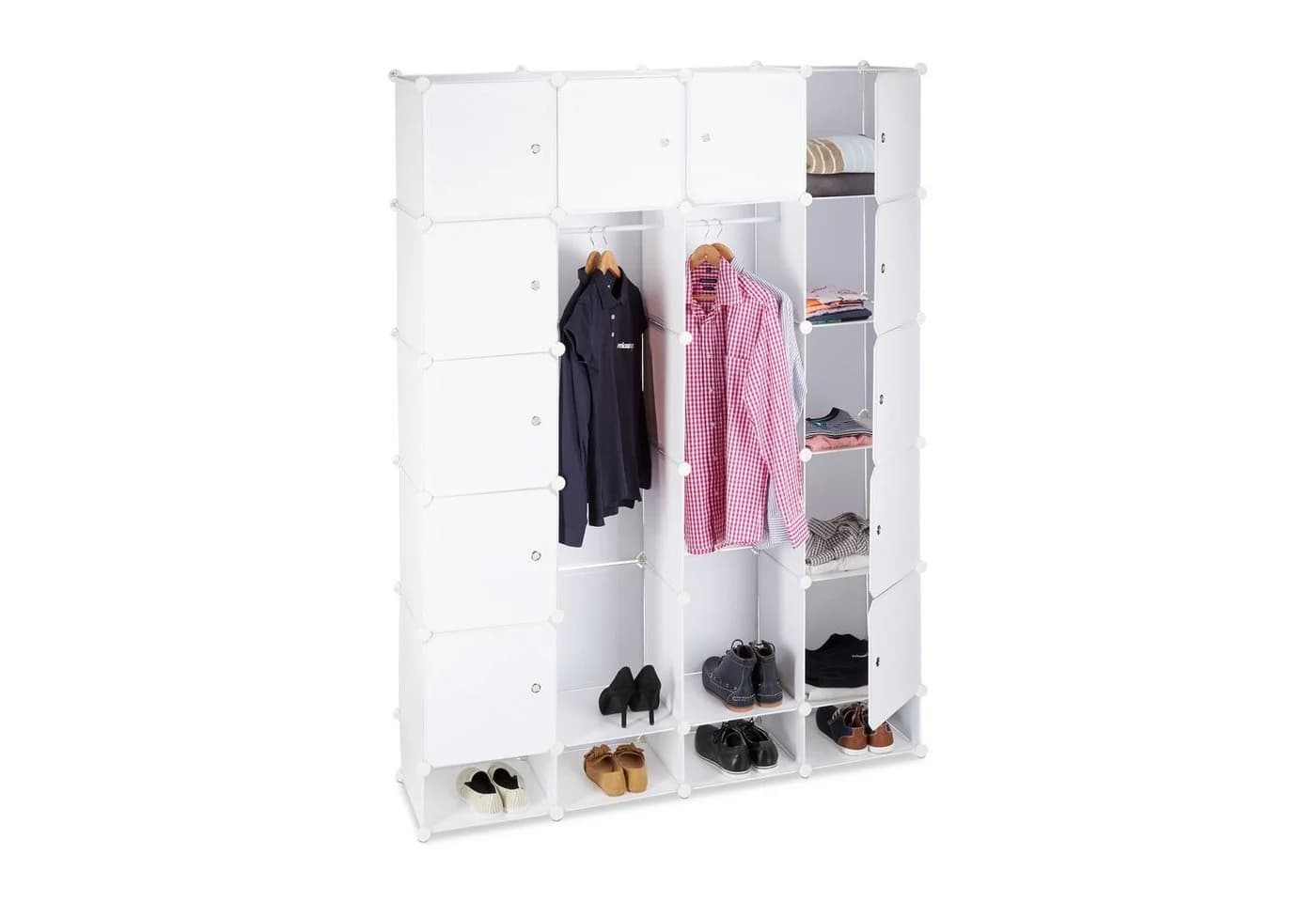 relaxdays Kleiderschrank Stecksystem 18 Fächer Weiß - Bild 2