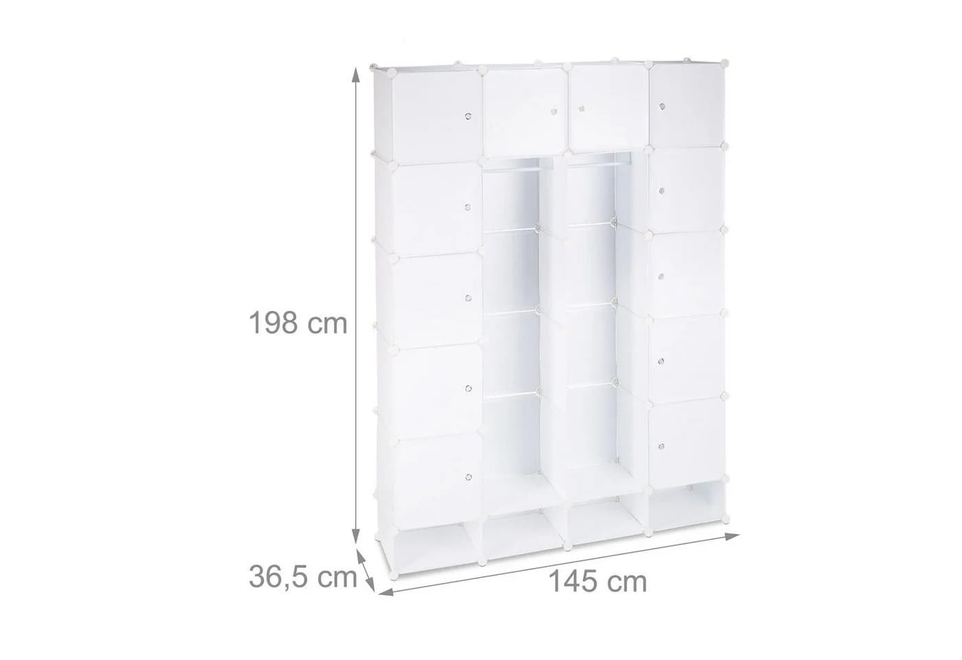 relaxdays Kleiderschrank Stecksystem 18 Fächer Weiß - Bild 4