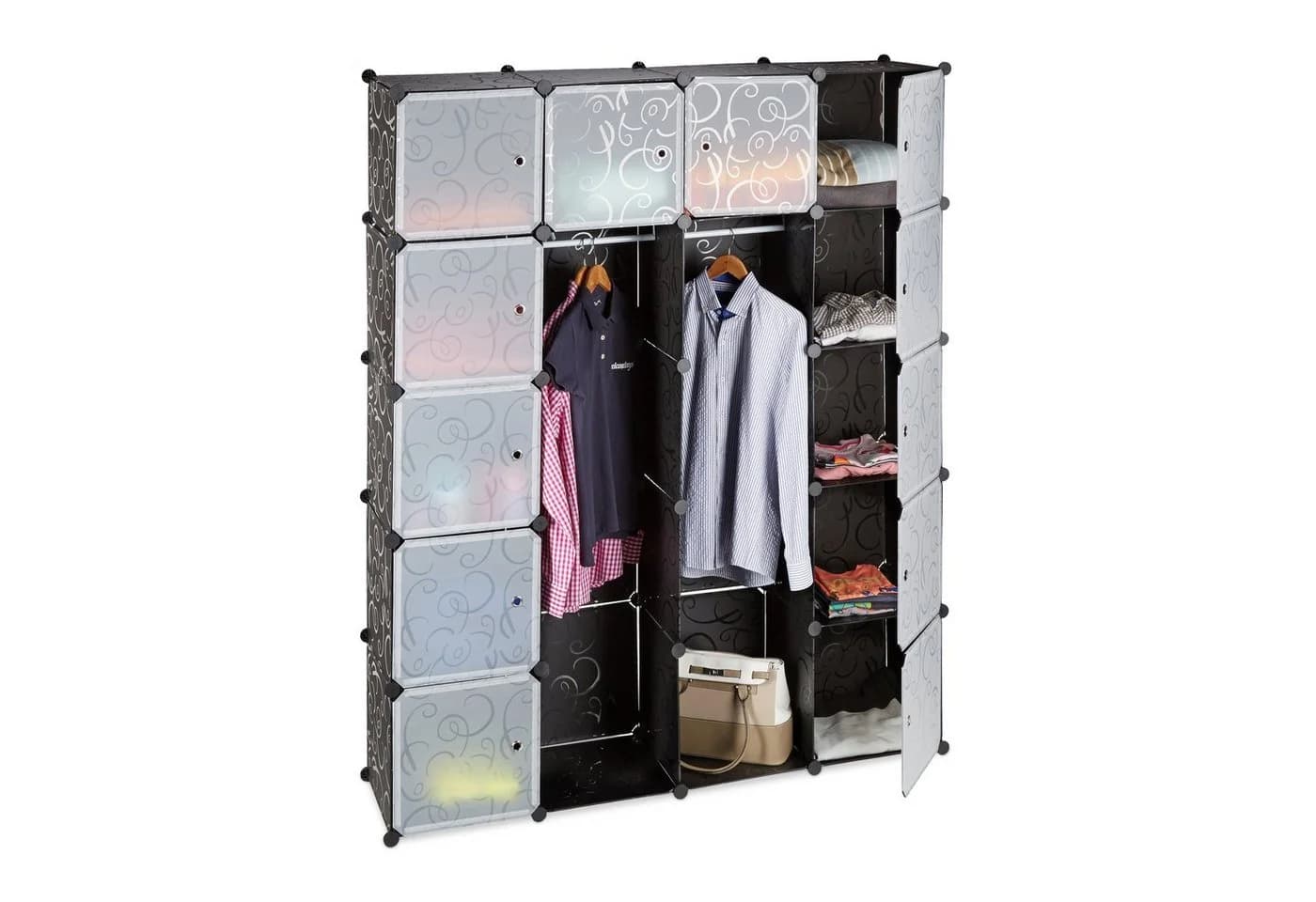relaxdays Kleiderschrank Stecksystem 14 Fächer Schwarz - Bild 2