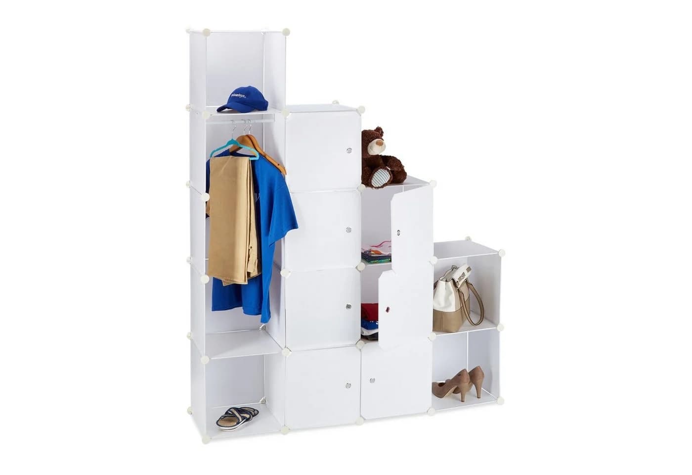 relaxdays Kleiderschrank Stecksystem 12 Fächer Weiß - Bild 3