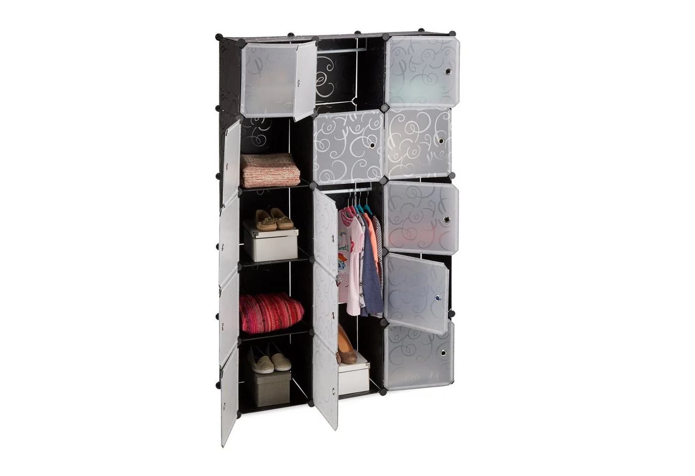 relaxdays Steckregal Regalsystem Kleiderschrank 11 Fächer Schwarz - Bild 2