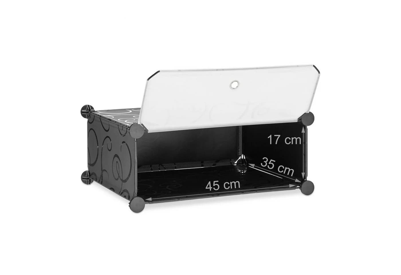 relaxdays Schuhschrank 6 Fächer Schwarz Transparent Stecksystem - Bild 5