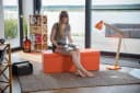 relaxdays Faltbare Sitzbank aus Kunstleder orange Bild 1