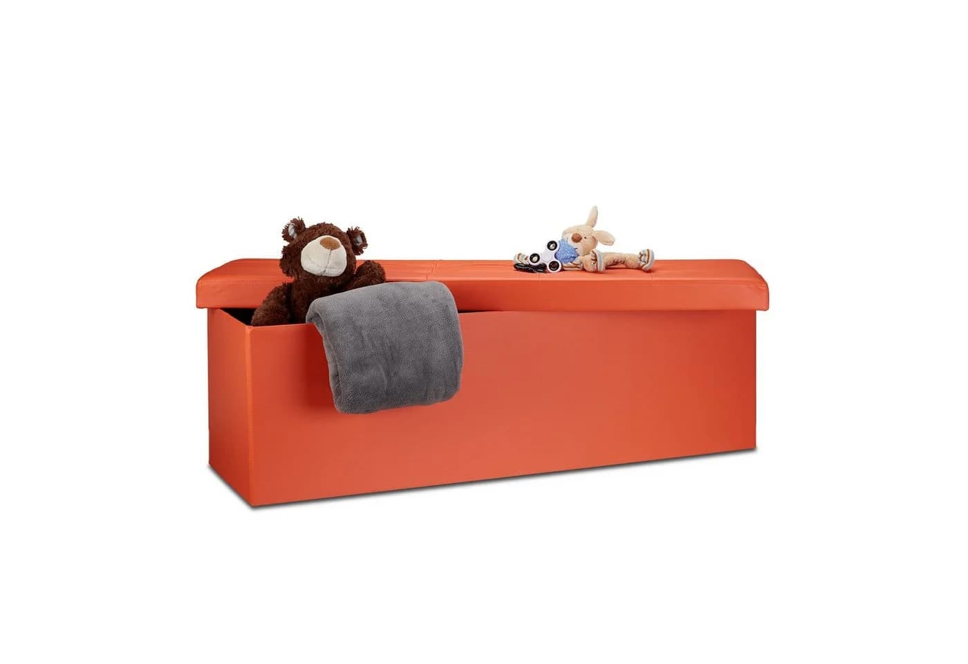 relaxdays Faltbare Sitzbank aus Kunstleder orange - Bild 2