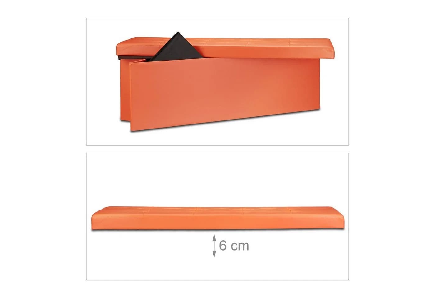 relaxdays Faltbare Sitzbank aus Kunstleder orange - Bild 4