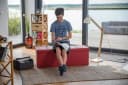 relaxdays Faltbare Sitzbank aus Kunstleder Dunkelrot Bild 1