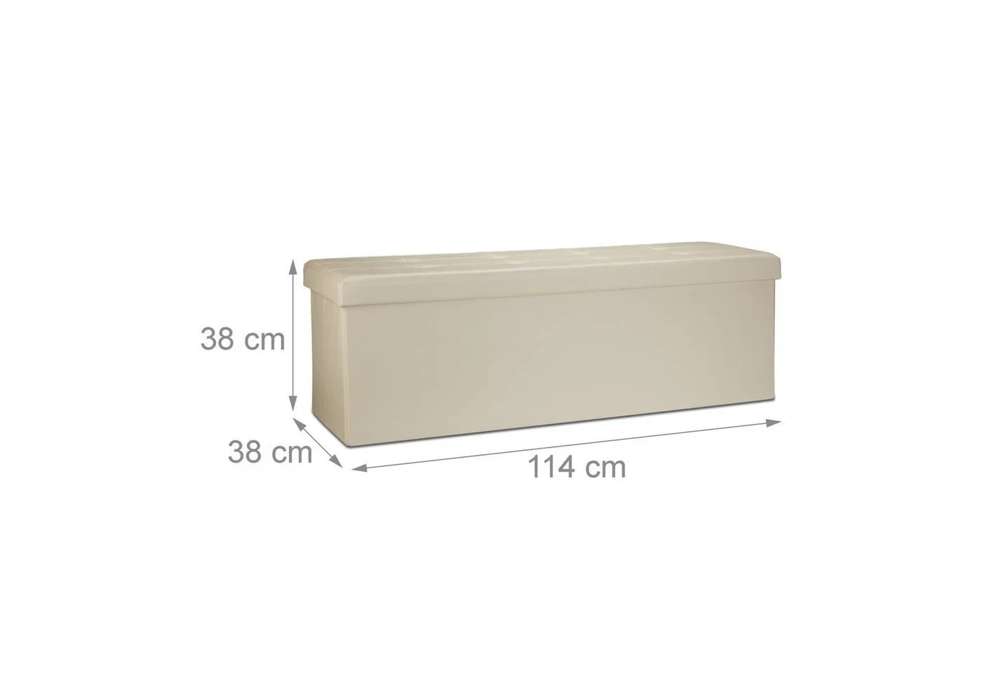 relaxdays Faltbare Sitzbank aus Kunstleder Creme mit Stauraum - Bild 3