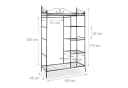 relaxdays Garderobenschrank Metall COUNTRY mit Stoffbezug schwarz Bild 4