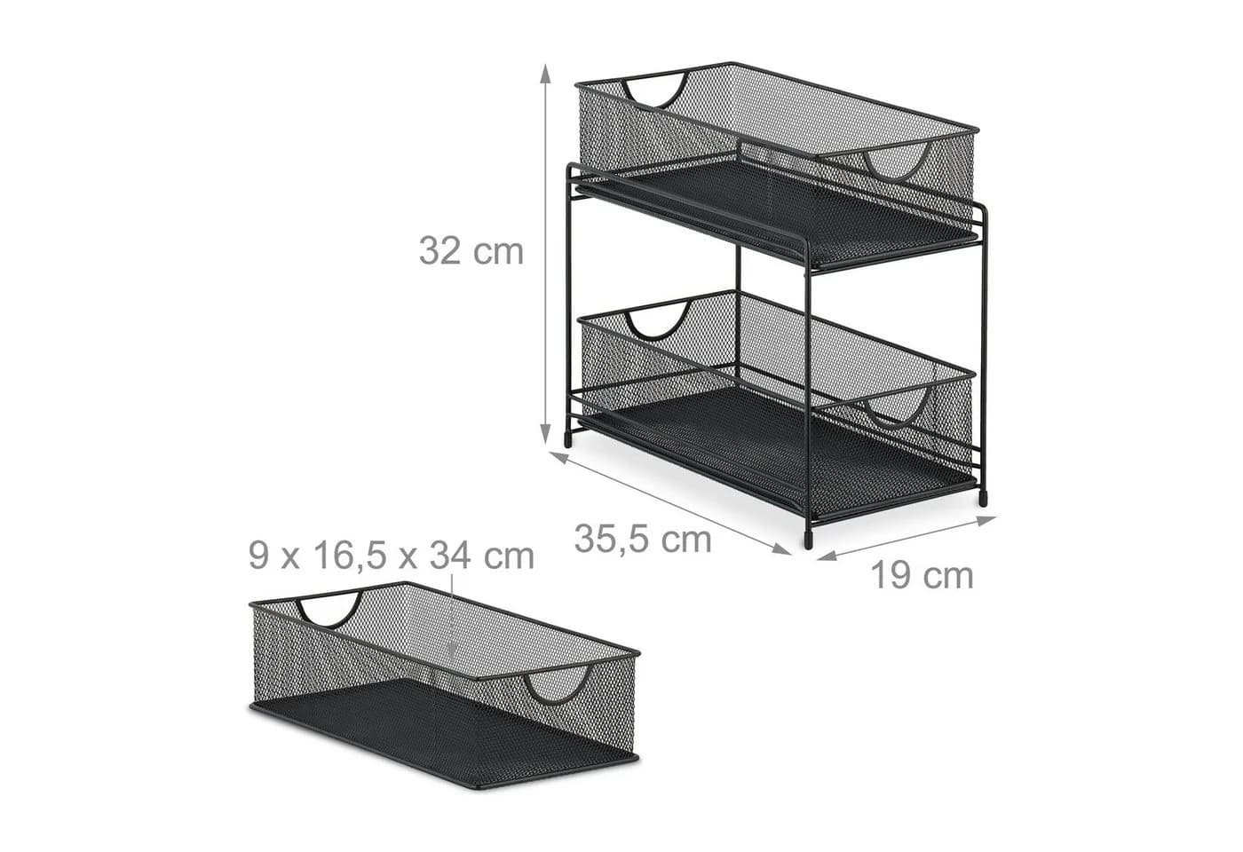 relaxdays Küchen Organizer 2 Ausziehkörbe Schwarz Metall - Bild 4